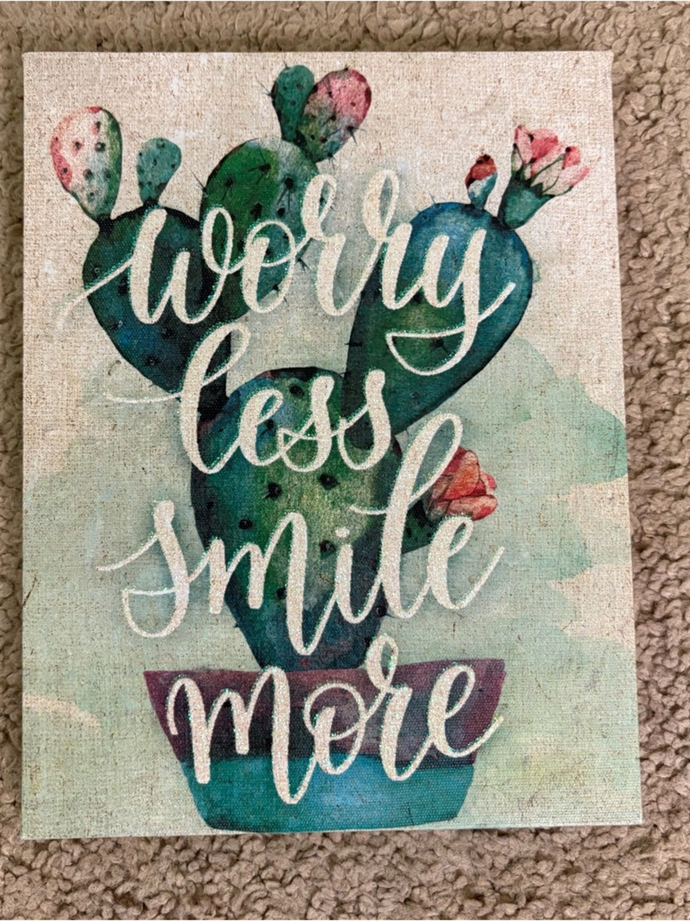 Crystal Art Gallery - "Worry Less Smile More" Canvas Print Wall Art